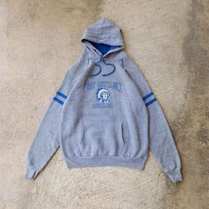 VIntage 70s 80s Sportswear Gray Hoodie Tri-Blend 3 Stripe Raglan Size M